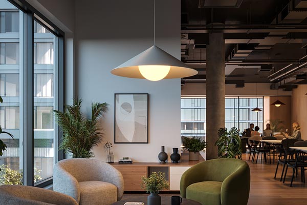 Eureka Mika Family Sphere pendant in an open gatherin space